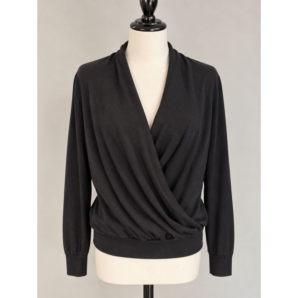 Chicos Zenergy Wrap Sweater Sz 0 (S) Soft Gathered Black